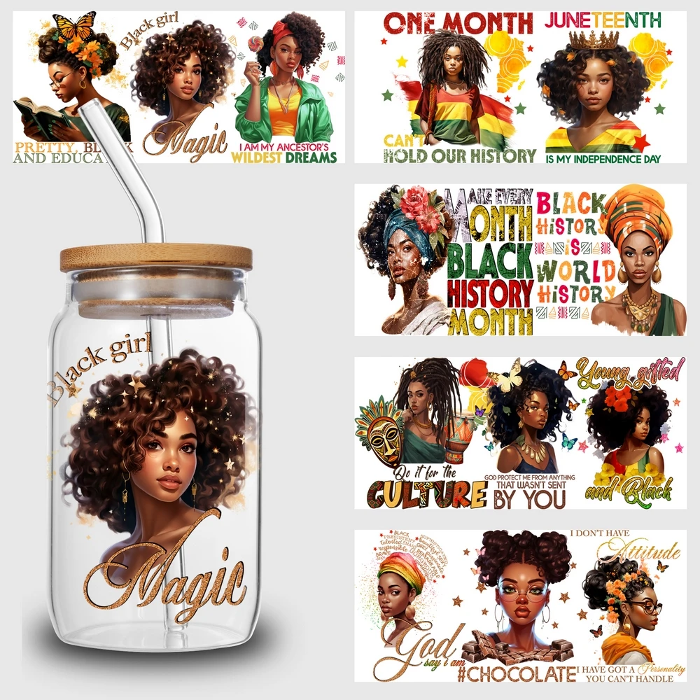 5 sheets black woman UV DTF cup stickers, glass sports DTF transfer stickers, waterproof wipe transfer paper for 16 oz glass
5 sheets black woman UV DTF cup stickers, glass sports DTF transfer stickers, waterproof wipe transfer paper for 16 oz glass