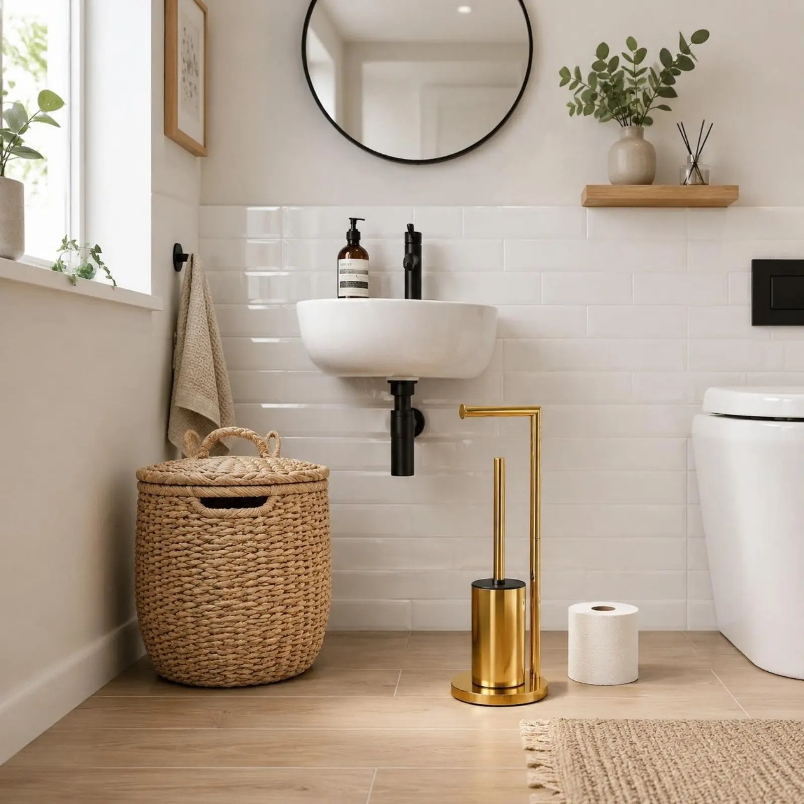 Toilet Tissue Holder with Brush Shelf Toilet Roll and Brush Combo Bathroom Organizer Water-Resistant Anti-Slip Base
Toilet Tissue Holder with Brush Shelf Toilet Roll and Brush Combo Bathroom Organizer Water-Resistant Anti-Slip Base