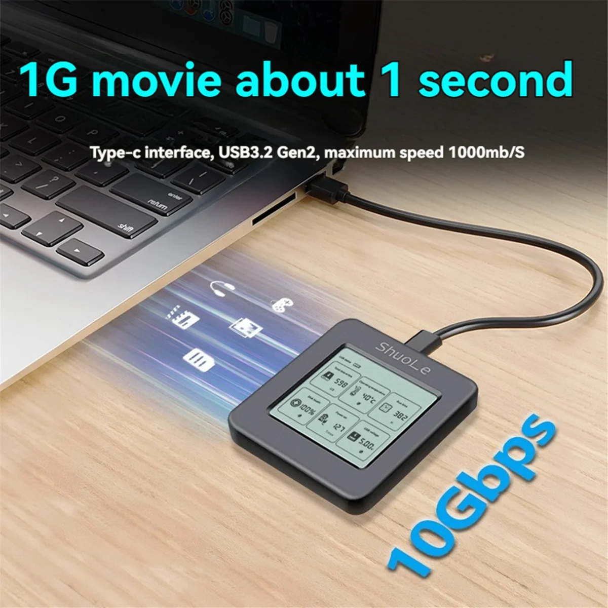 A46ZZ Корпус SSD Shuole M.2 NVME с экраном USB 3.2 Gen2 Type-C 10 Гбит/с Внешний корпус M2 только для твердотельного накопителя 2242 M.2 NVME
A46ZZ Корпус SSD Shuole M.2 NVME с экраном USB 3.2 Gen2 Type-C 10 Гбит/с Внешний корпус M2 только для твердотельного накопителя 2242 M.2 NVME