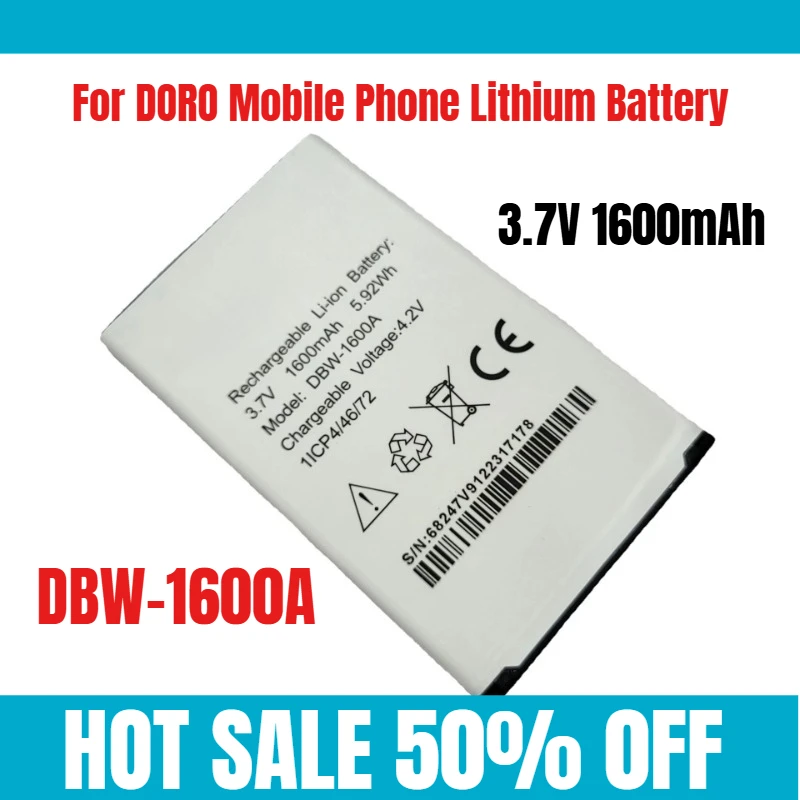 3,7 В 1600 мАч DBW-1600A для литиевой батареи мобильного телефона DORO
3,7 В 1600 мАч DBW-1600A для литиевой батареи мобильного телефона DORO