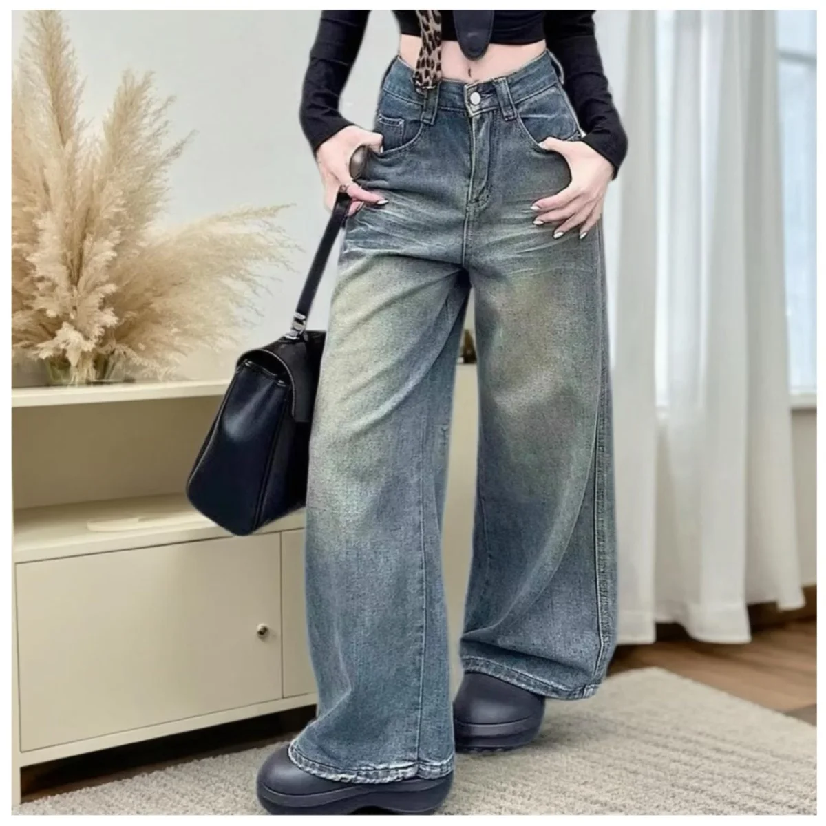 Vintage Wide-Leg Women's Jeans High-Waisted Loose-Fit Denim Trouser Slimming Casual Straight-Leg Long Pants On The Ground 2026
Vintage Wide-Leg Women's Jeans High-Waisted Loose-Fit Denim Trouser Slimming Casual Straight-Leg Long Pants On The Ground 2026