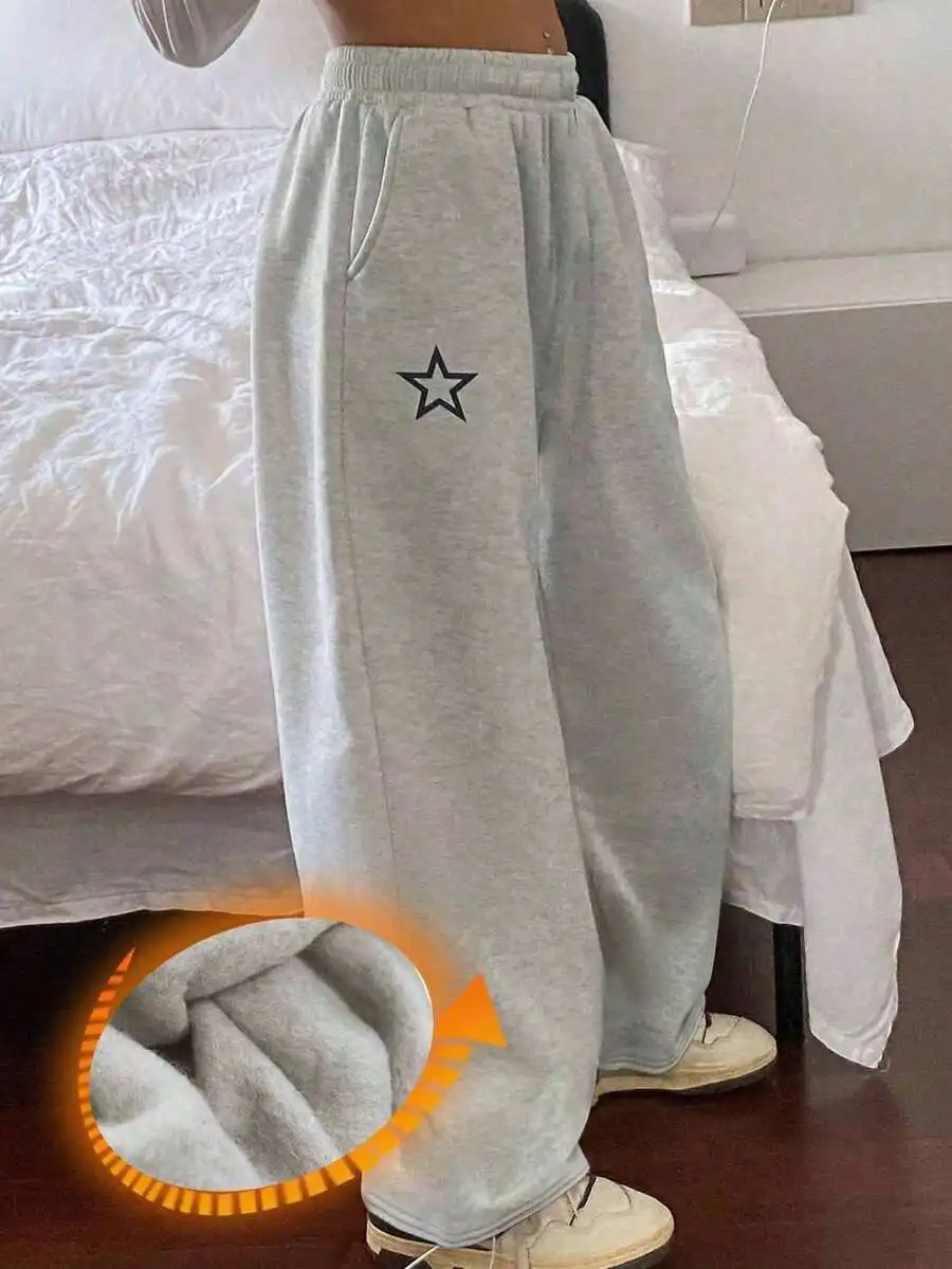 Gray Loose Fit Fleece Lined Star Embroidered Sweatpants for Teens
Gray Loose Fit Fleece Lined Star Embroidered Sweatpants for Teens
