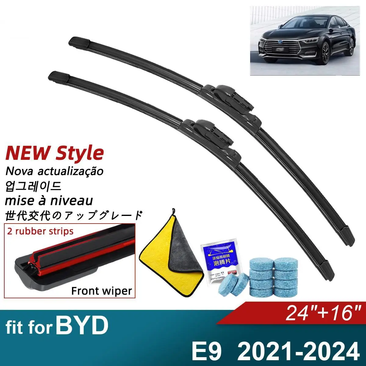 Double Rubber Car Wiper Blades for 2021-2024 BYD E9 2021-2024Front Rear Windscreen Windshield Wipers Car Accessories 2024
Double Rubber Car Wiper Blades for 2021-2024 BYD E9 2021-2024Front Rear Windscreen Windshield Wipers Car Accessories 2024