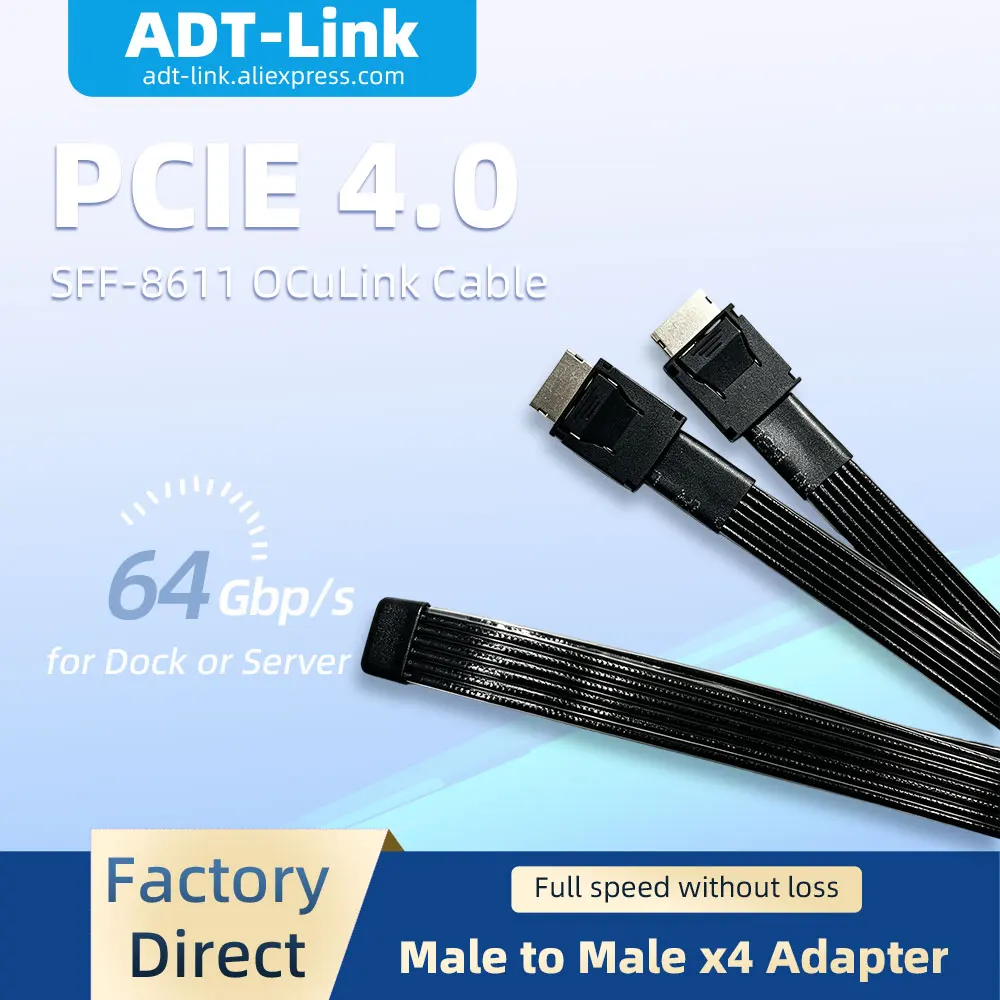 ADT-Link K9934A 64Gb Male to Male PCIE 4.0 X4 SFF-8611 Oculink Extension Cable for External GPU Dock Graphics Card PC Server
ADT-Link K9934A 64Gb Male to Male PCIE 4.0 X4 SFF-8611 Oculink Extension Cable for External GPU Dock Graphics Card PC Server