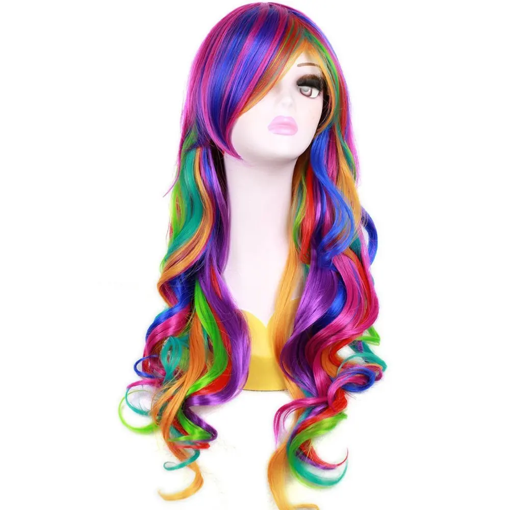Long Wavy Rainbow Multi Colorful Wigs with Hairnet RightOn Rainbow Wig Long Curly Wig with Bangs for Women Colorful Wigs
Long Wavy Rainbow Multi Colorful Wigs with Hairnet RightOn Rainbow Wig Long Curly Wig with Bangs for Women Colorful Wigs