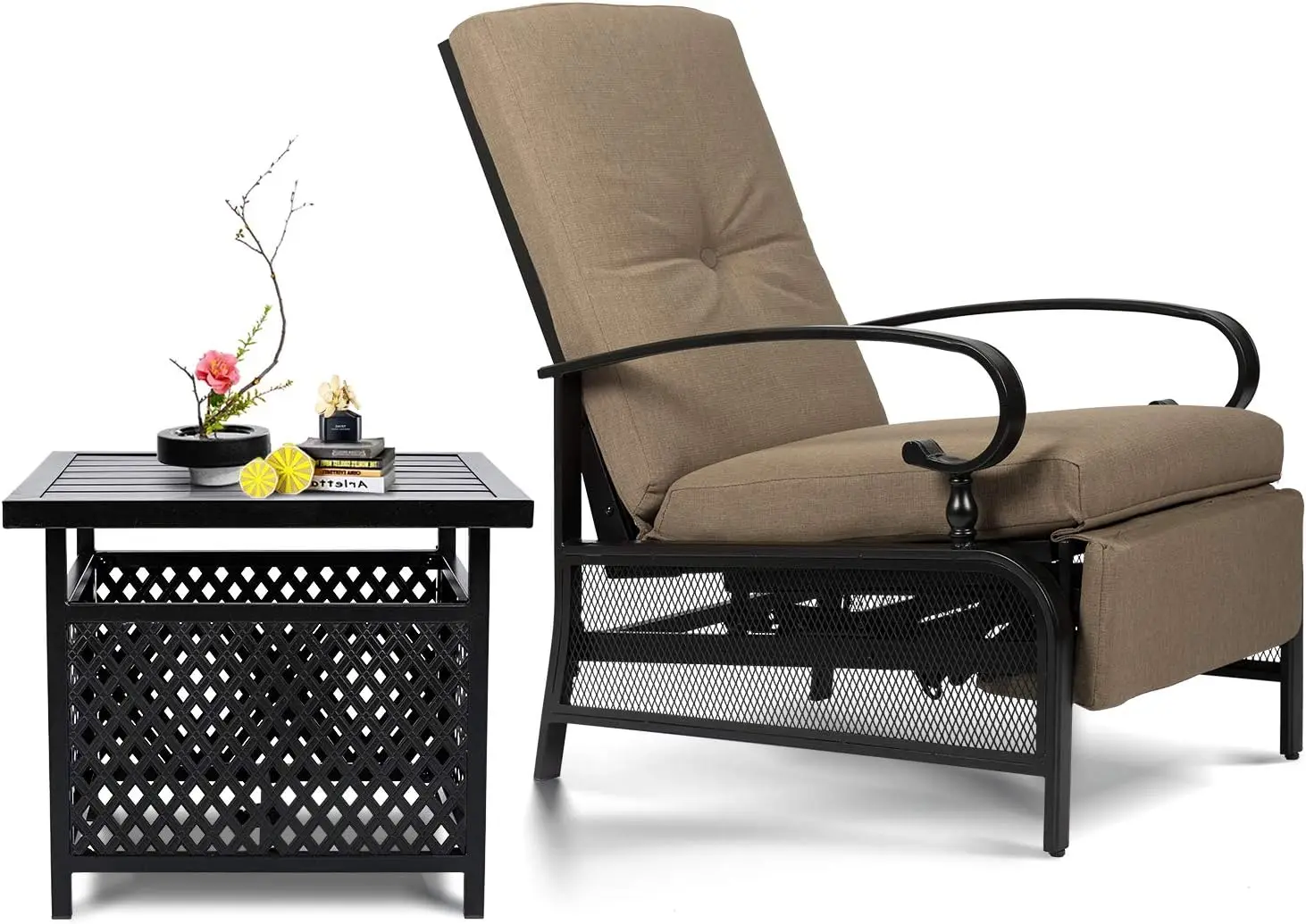 Outdoor Recliner Chair Patio Adjustable Recliner Chair And Side Bistro Table With Umbrella Hole, Brown
Outdoor Recliner Chair Patio Adjustable Recliner Chair And Side Bistro Table With Umbrella Hole, Brown