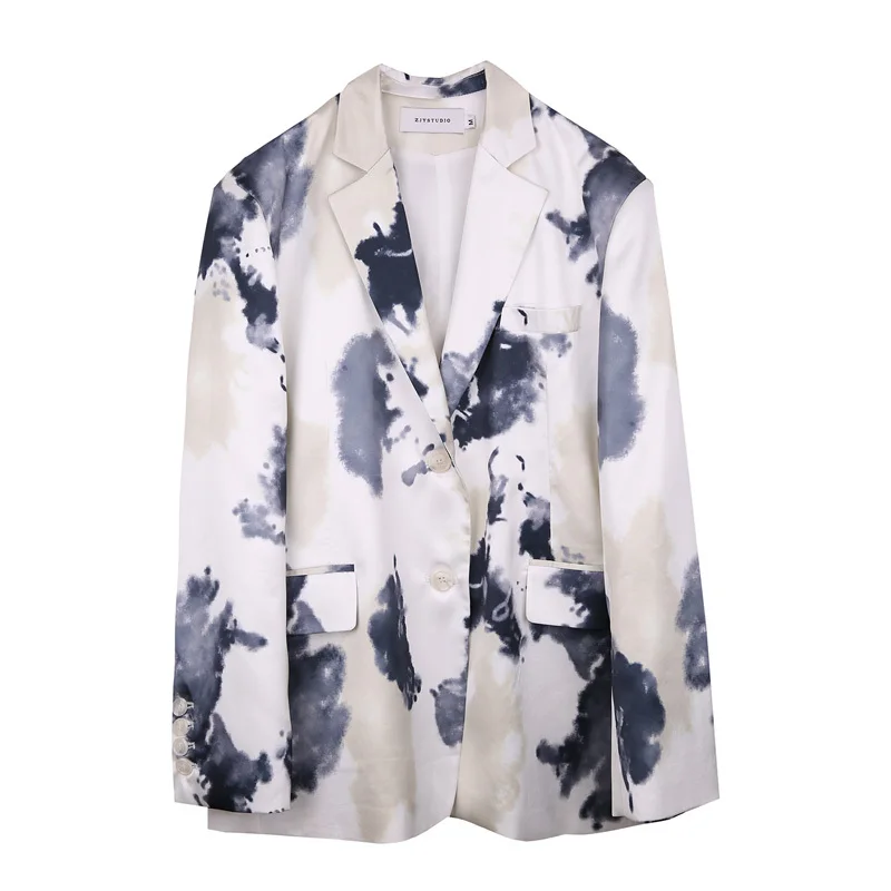 Summer Women Korean Tie-dye Print Thin Suit Jacket Casual Notched Collar Long Sleeve Single-breasted Blazers Coat Chaqueta Mujer
Summer Women Korean Tie-dye Print Thin Suit Jacket Casual Notched Collar Long Sleeve Single-breasted Blazers Coat Chaqueta Mujer