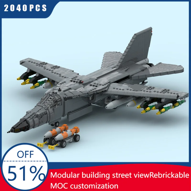 2040PCS MOC Military War F-111 Aardvark Supersonic Tactical Attack Aircraft DIY Educational Creative Children Toys Xmas Gifts
2040PCS MOC Military War F-111 Aardvark Supersonic Tactical Attack Aircraft DIY Educational Creative Children Toys Xmas Gifts