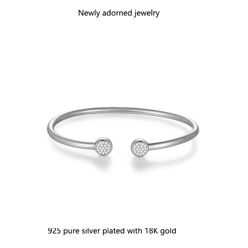 Korean-style minimalist fashion micro-set moissanite 1.3mm open bangle bracelet, personalized S925 silver bangle 
Korean-style minimalist fashion micro-set moissanite 1.3mm open bangle bracelet, personalized S925 silver bangle