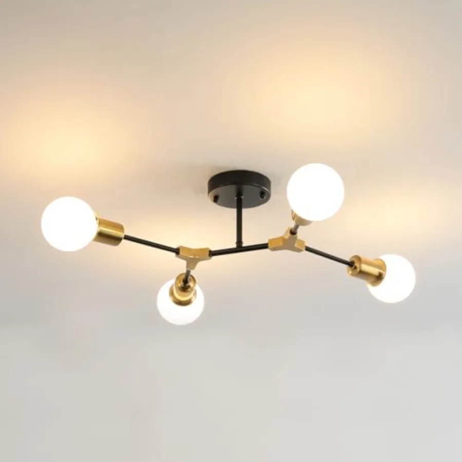 Mid Century Gold and Black Semi Flush Mount Ceiling LightModern 4 Light Fixture for Kitchen Dining Room Bedroom Lighting Foyer
Mid Century Gold and Black Semi Flush Mount Ceiling LightModern 4 Light Fixture for Kitchen Dining Room Bedroom Lighting Foyer