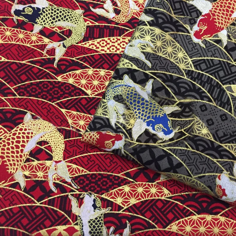 100x150cm Koi Fish Printed Bronzing Fabric Japanese Style Gold Fish Wave Patten Fabric For Diy Kimono Cheongsam Bag Clothing
100x150cm Koi Fish Printed Bronzing Fabric Japanese Style Gold Fish Wave Patten Fabric For Diy Kimono Cheongsam Bag Clothing