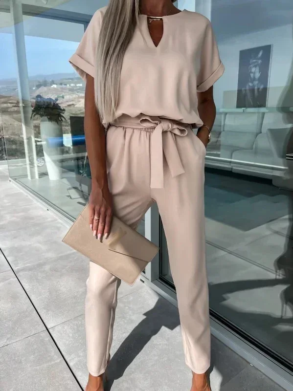 Jumpsuit Women 2023 Solid Color Short Sleeve V-neck Pocket Lace-up Pencil Long Pants Jumpsuits Summer Outfits Bodysuits
Jumpsuit Women 2023 Solid Color Short Sleeve V-neck Pocket Lace-up Pencil Long Pants Jumpsuits Summer Outfits Bodysuits
