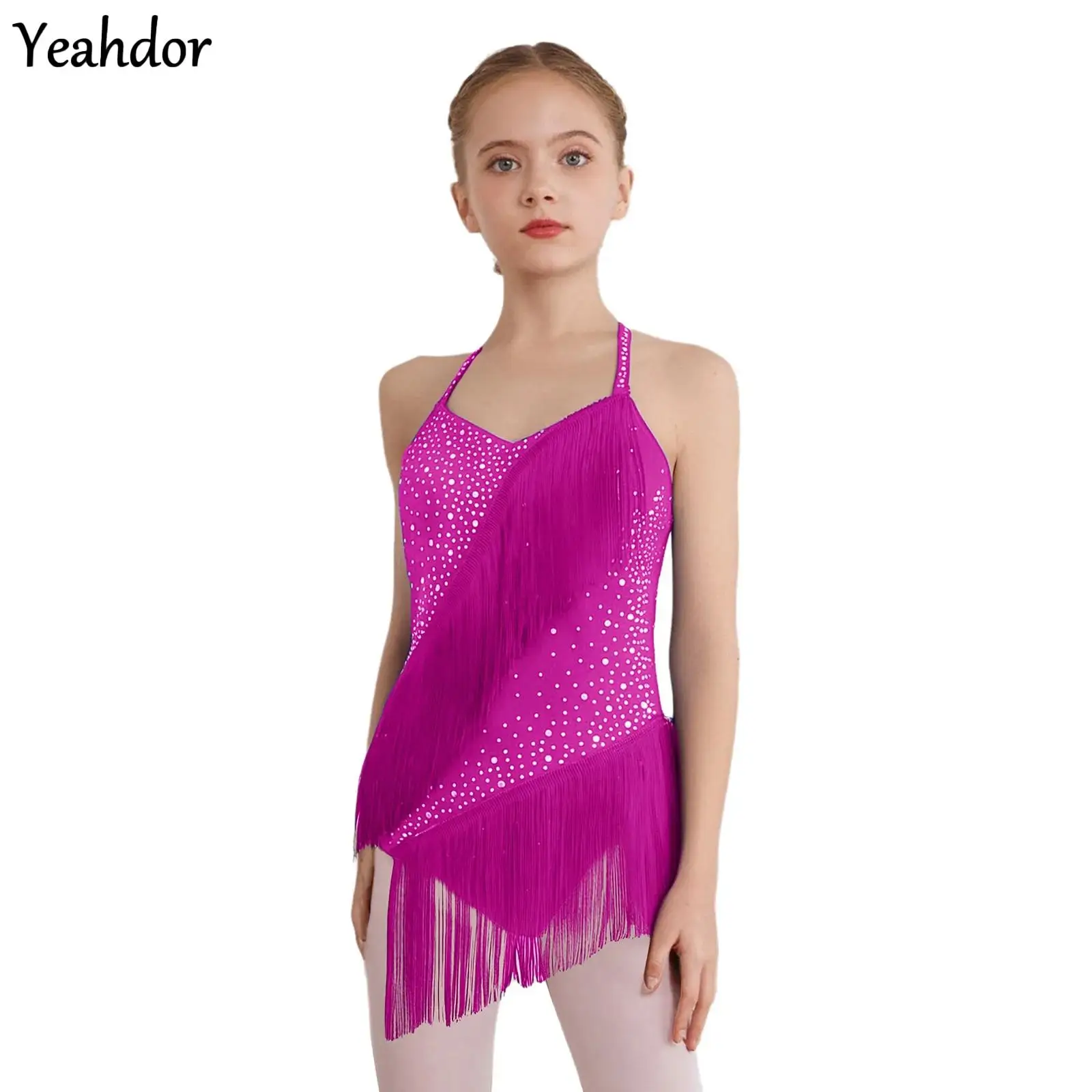 Girls Tassel Latin Dance Leotard Sleeveless Halter Backless Rhinestones Ballet Gymnastics Figure Skating Cha-Cha Salsa Dancewear
Girls Tassel Latin Dance Leotard Sleeveless Halter Backless Rhinestones Ballet Gymnastics Figure Skating Cha-Cha Salsa Dancewear