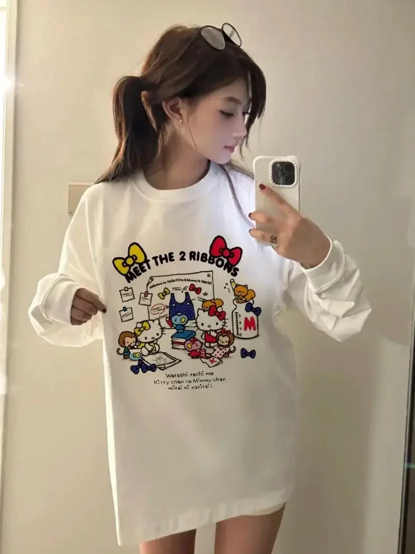 Sanrio Hello Kitty Anime Cotton Long Sleeve Cute Sweet Fun Loose T-shirt Kawaii Women Autumn Round Neck Top Girly Heart Gift
Sanrio Hello Kitty Anime Cotton Long Sleeve Cute Sweet Fun Loose T-shirt Kawaii Women Autumn Round Neck Top Girly Heart Gift