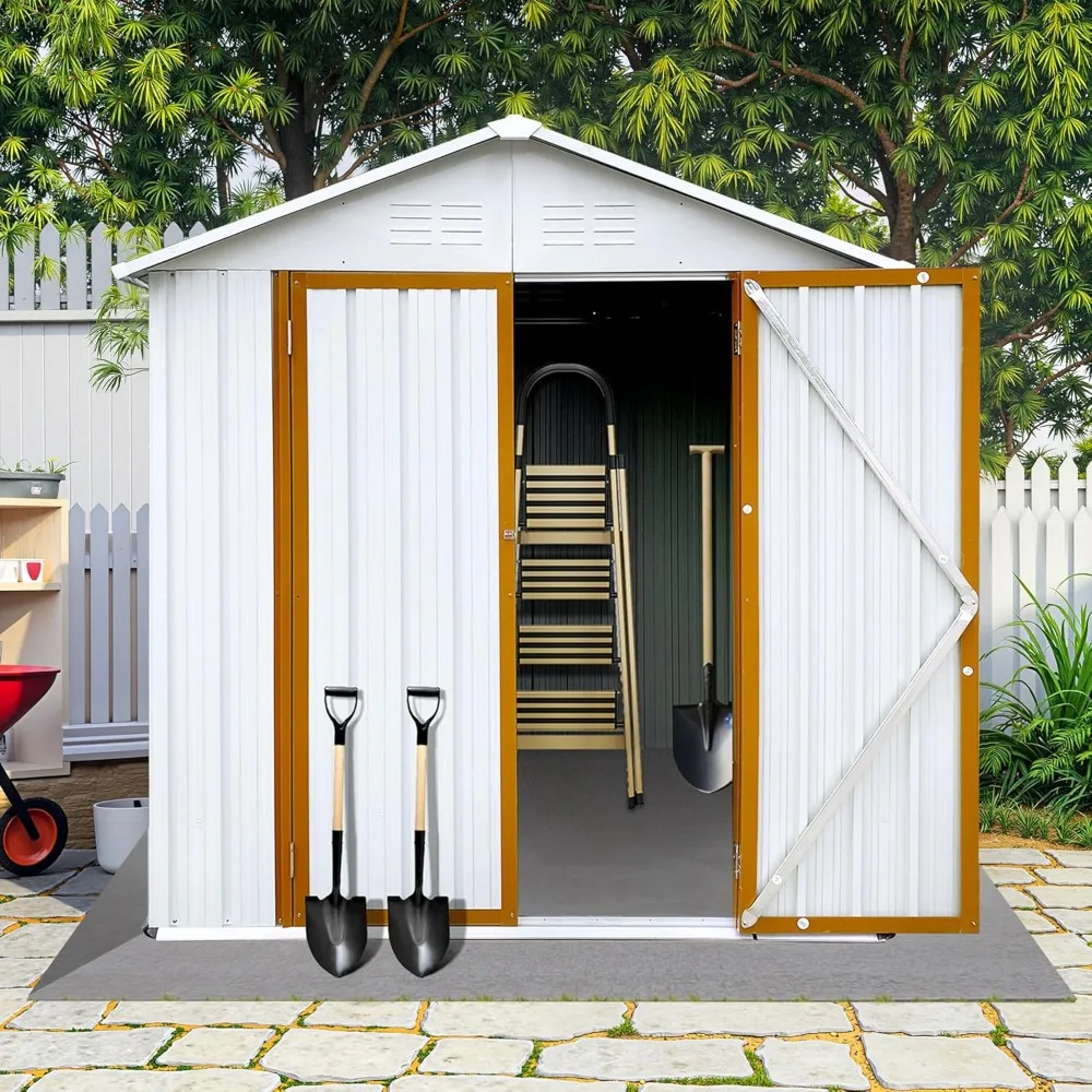 6x4 FT Outdoor Storage Shed, Metal Tool Shed with Lockable Doors, Peaked Roof & Frame Floor, Garden Shed with Vented Design
6x4 FT Outdoor Storage Shed, Metal Tool Shed with Lockable Doors, Peaked Roof & Frame Floor, Garden Shed with Vented Design