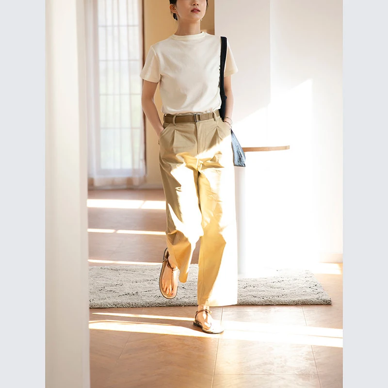 2022 Spring Summer Korea Fashion Women High Waist Loose Ankle-length Pants All-matched Casual Cotton Solid Wide Leg Pants C182
2022 Spring Summer Korea Fashion Women High Waist Loose Ankle-length Pants All-matched Casual Cotton Solid Wide Leg Pants C182
