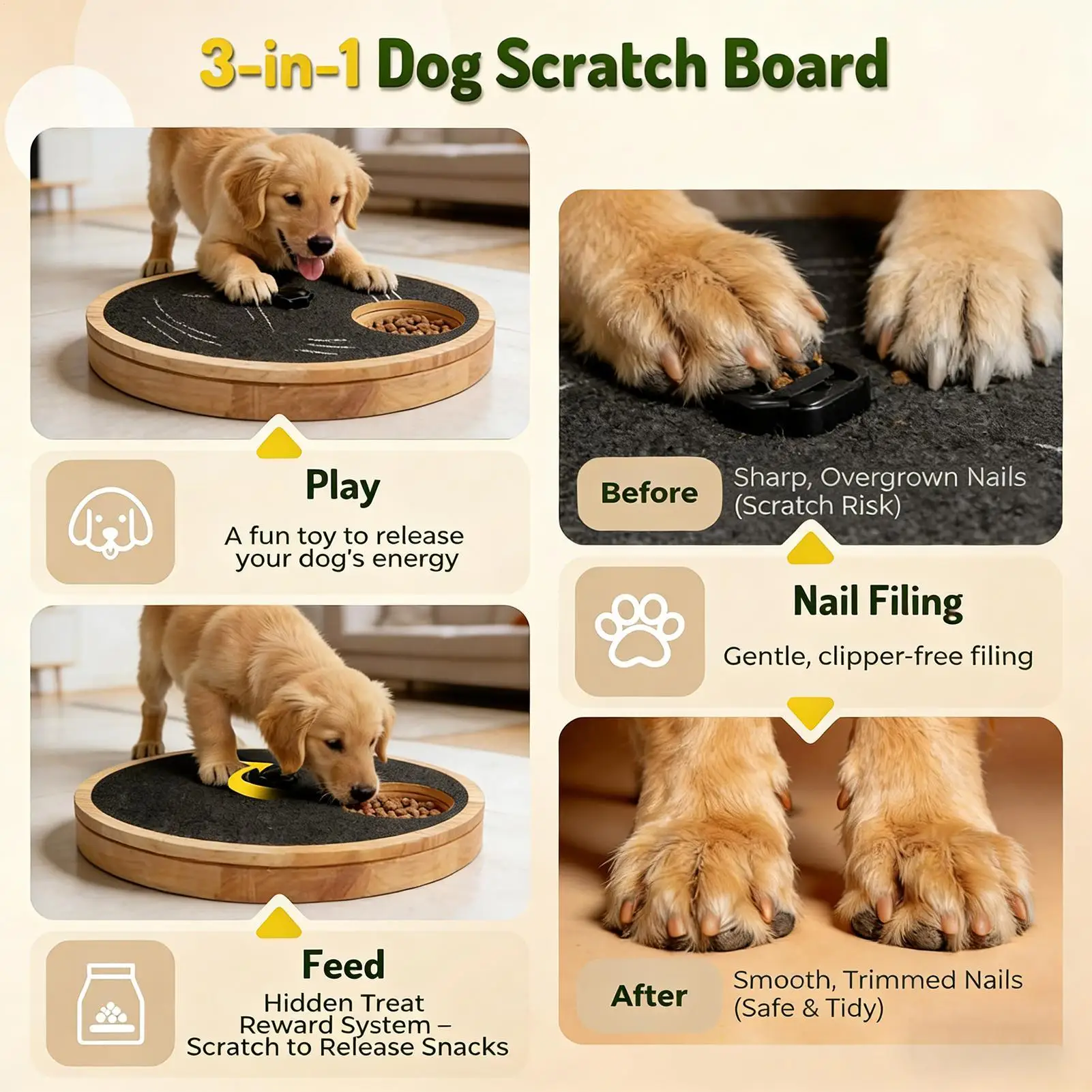 Pet Nail Scratcher Portable Dog Food Scratcher Dog Claw Sharpening Toys Rotatable With Sandpaper Dog and Cat Scratching Boards
Pet Nail Scratcher Portable Dog Food Scratcher Dog Claw Sharpening Toys Rotatable With Sandpaper Dog and Cat Scratching Boards