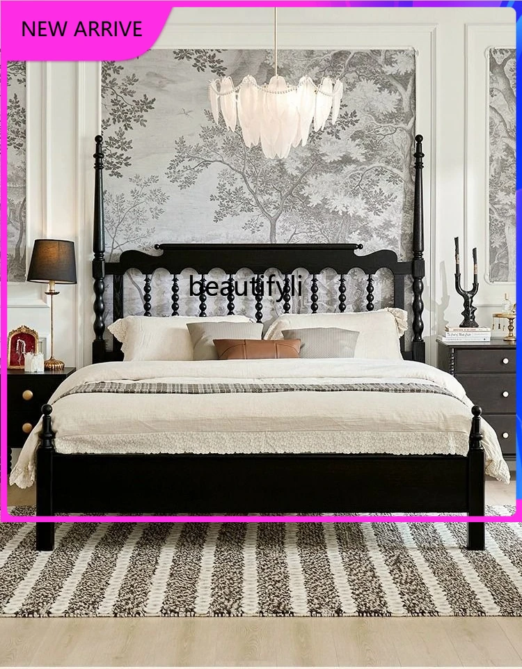 C89 Retro solid wood bed master bedroom double bed, bedroom, black, simple, double
C89 Retro solid wood bed master bedroom double bed, bedroom, black, simple, double