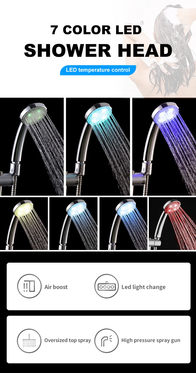 1PC 7-color battery free automatic color changing LED shower head, suitable for romantic automatic bathroom accessories
1PC 7-color battery free automatic color changing LED shower head, suitable for romantic automatic bathroom accessories