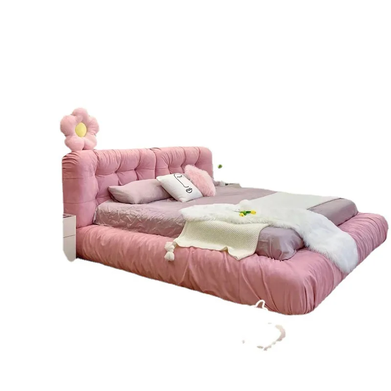 Cloud bed 1.8 meters double bed, wabi sand wind fabric bed pink princess bed
Cloud bed 1.8 meters double bed, wabi sand wind fabric bed pink princess bed