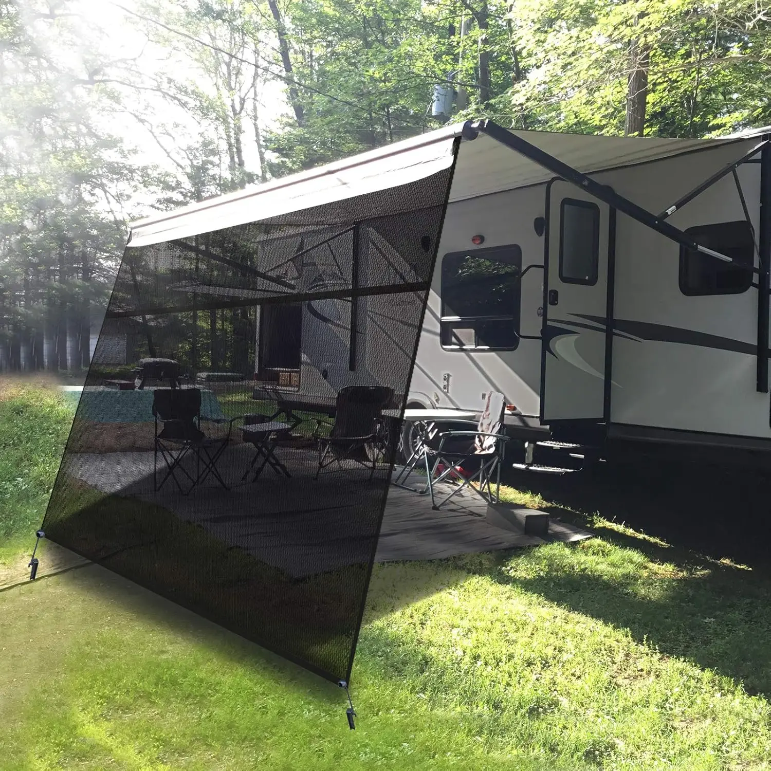 RV Awning Application: Sun Shade for RVs, Material: Mesh, Color: Black, Selling Point: Zippered, UV Blocker, Complete Kits
RV Awning Application: Sun Shade for RVs, Material: Mesh, Color: Black, Selling Point: Zippered, UV Blocker, Complete Kits