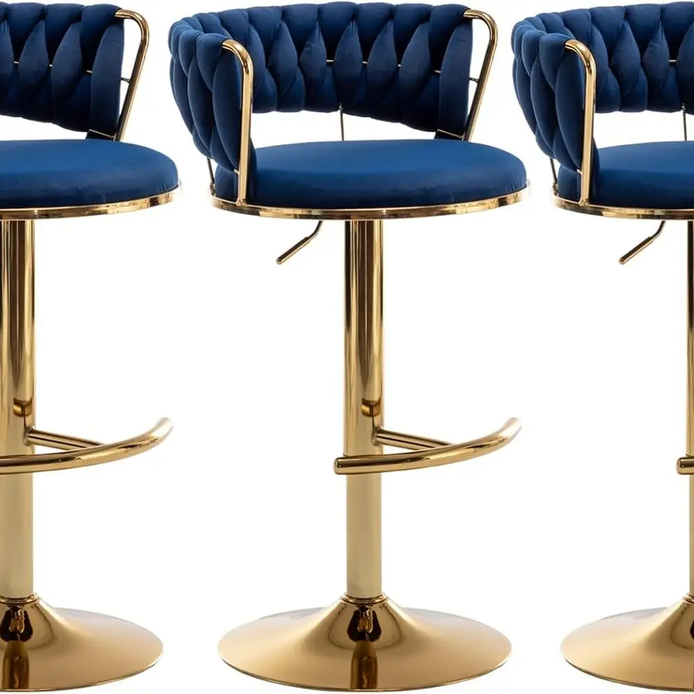 Набор из 3 синих поворотных барных стульев с низкой спинкой для кухонного острова и паба
Набор из 3 синих поворотных барных стульев с низкой спинкой для кухонного острова и паба