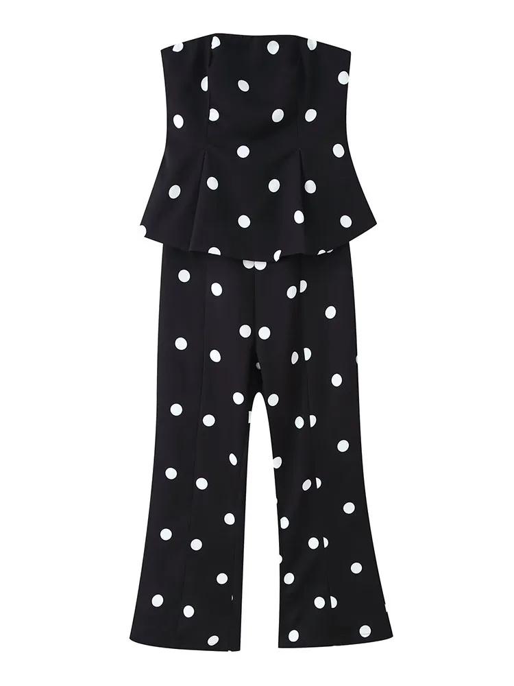 HH Women Summer French Chic Polka Dot Strapless Peplum Jumpsuit High Waist Bootcut One Piece For Beach Resort Vacation Wear
HH Women Summer French Chic Polka Dot Strapless Peplum Jumpsuit High Waist Bootcut One Piece For Beach Resort Vacation Wear