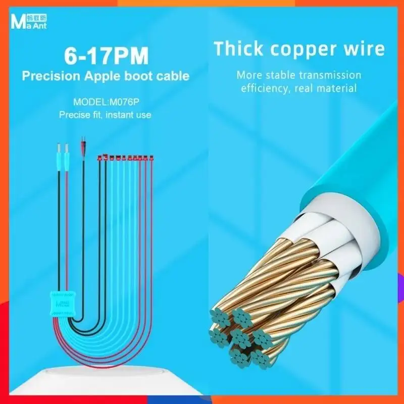 MAANT M076P Thick Copper Wire Boot Cable Safe Use Air Avoidance Design for iPhone 6-17PM Precise Motherboard Repair Power Test
MAANT M076P Thick Copper Wire Boot Cable Safe Use Air Avoidance Design for iPhone 6-17PM Precise Motherboard Repair Power Test