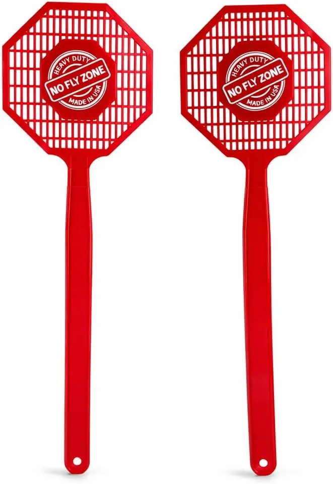 Heavy Duty Fly Swatter 2 Pack - 15.5 Inch Long Reach, Fast Swing Perforated Head for Indoor Outdoor Use
Heavy Duty Fly Swatter 2 Pack - 15.5 Inch Long Reach, Fast Swing Perforated Head for Indoor Outdoor Use