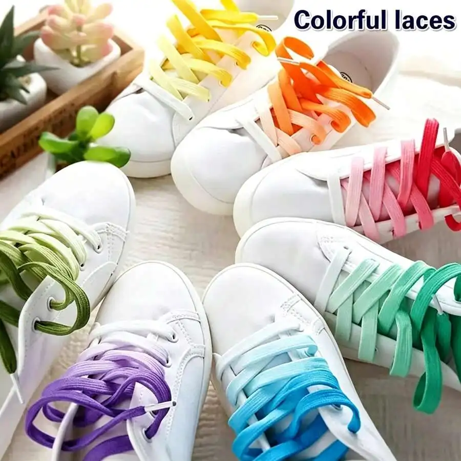 Colorful gradient flat shoelaces for sneakers boots and casual shoes — durable fashionable multi-season accessory
Colorful gradient flat shoelaces for sneakers boots and casual shoes — durable fashionable multi-season accessory