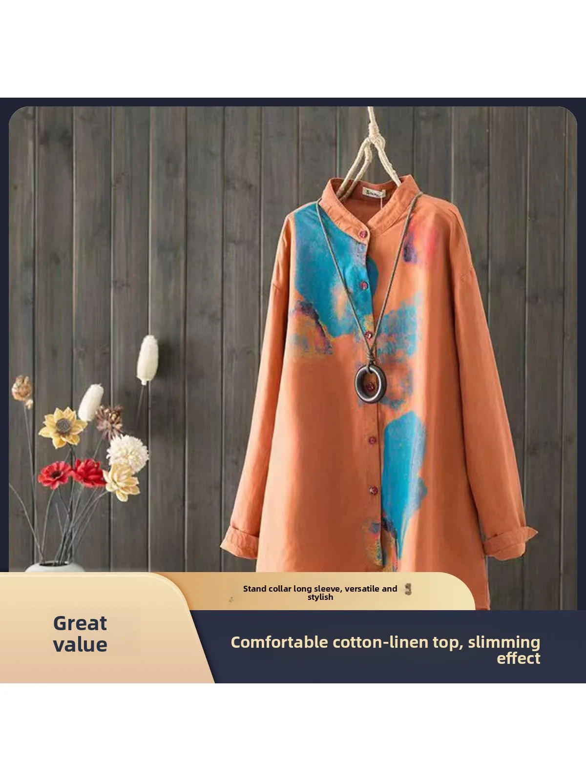 Loose Fit Long Sve Cotton Linen irt Brand Women's Clothing Tailored Slimming Mid-Length Stand Collar Busin Casual
Loose Fit Long Sve Cotton Linen irt Brand Women's Clothing Tailored Slimming Mid-Length Stand Collar Busin Casual