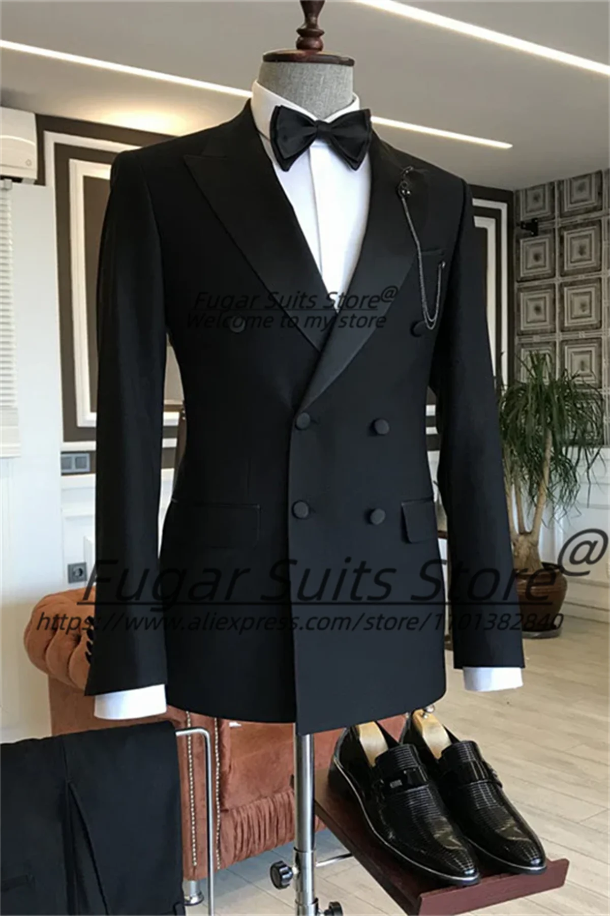 British Style Black Wedding Suits For Men Slim Fit Double Breasted Groom Prom Tuxedos 2 Pcs Sets Casual Male Blazers Ropa Hombre
British Style Black Wedding Suits For Men Slim Fit Double Breasted Groom Prom Tuxedos 2 Pcs Sets Casual Male Blazers Ropa Hombre