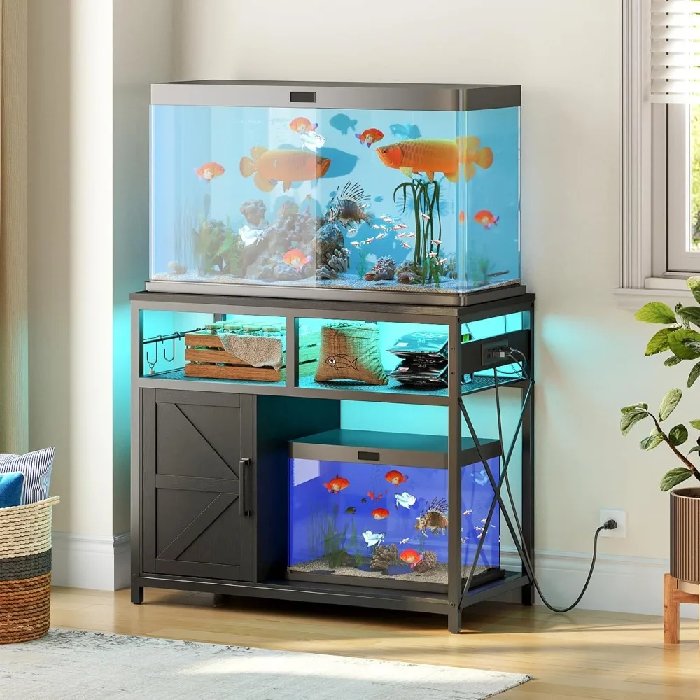 40-50 Gallon Fish Tank Stand with Power Outlet and LED Light, Metal Frame Aquarium Stand with Cabinet Storage,
40-50 Gallon Fish Tank Stand with Power Outlet and LED Light, Metal Frame Aquarium Stand with Cabinet Storage,