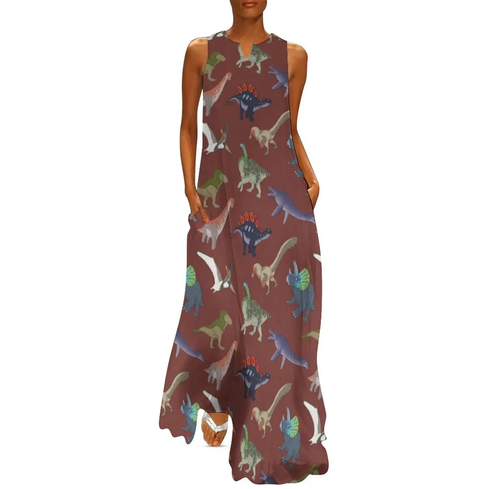 Mesozoic Reptiles Pattern - Red Long Dress women's summer dress 2025 Dress woman
Mesozoic Reptiles Pattern - Red Long Dress women's summer dress 2025 Dress woman