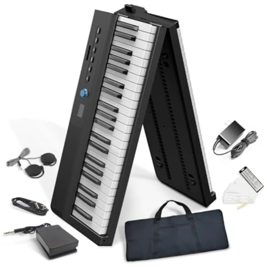 Portable 88-key folding piano keyboard for home practice and stage use, ABS plastic body in black, ultra-sound semi-weighted ke
Portable 88-key folding piano keyboard for home practice and stage use, ABS plastic body in black, ultra-sound semi-weighted ke