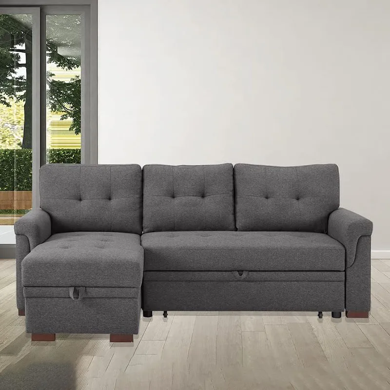 84'' L-Shape Convertible Sleeper Sectional Sofa, Pull-Out Bed, Button Tufted Backrest, Linen Upholstered Reversible Couch
84'' L-Shape Convertible Sleeper Sectional Sofa, Pull-Out Bed, Button Tufted Backrest, Linen Upholstered Reversible Couch