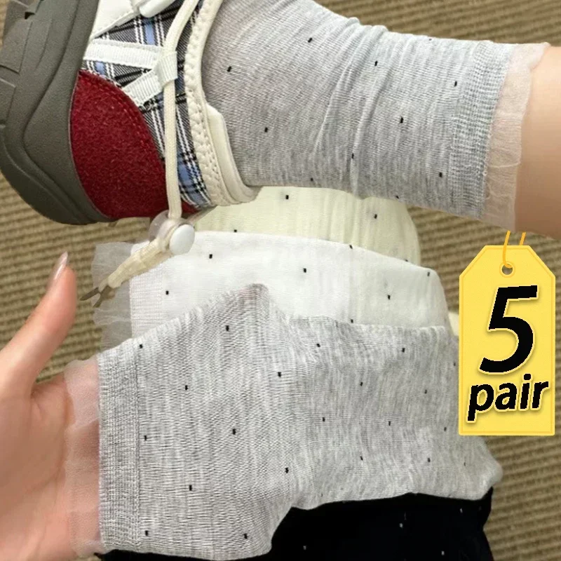1/5pairs Sweet Summer Socks For Women Girls Thin Polka Dot Sock Hollow Out Loose Socks Casual Basic Fashion Long Socks Comfort
1/5pairs Sweet Summer Socks For Women Girls Thin Polka Dot Sock Hollow Out Loose Socks Casual Basic Fashion Long Socks Comfort
