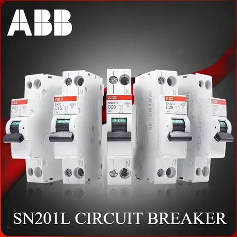 ABB SN201L เซอร์กิตเบรกเกอร์ 1P+N สวิตช์อากาศเข้า/ออกคู่ 1 ตําแหน่งการติดตั้ง