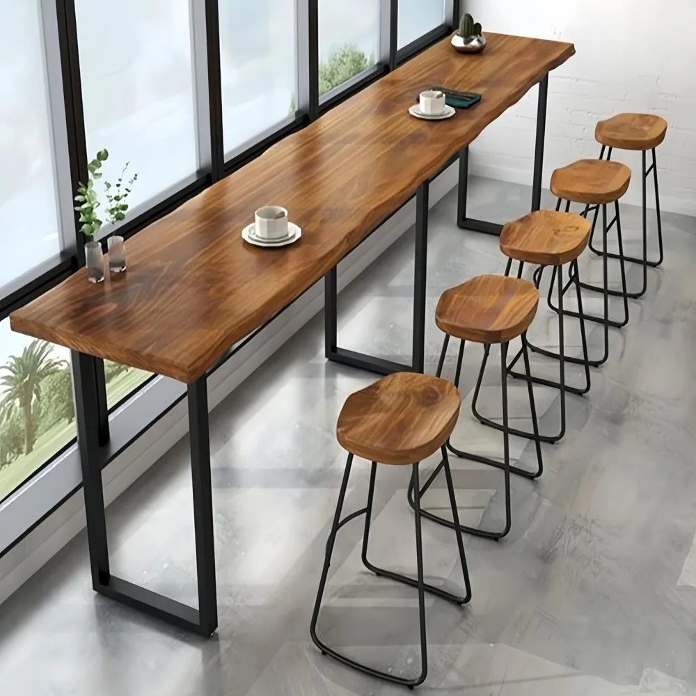 Solid Wood Bar Height, Live Edge Dining Table, Narrow Bistro - Long Bar Table, Rustic Tall Counter (39.3" L x 17.7" W x 41.3" H)
Solid Wood Bar Height, Live Edge Dining Table, Narrow Bistro - Long Bar Table, Rustic Tall Counter (39.3" L x 17.7" W x 41.3" H)