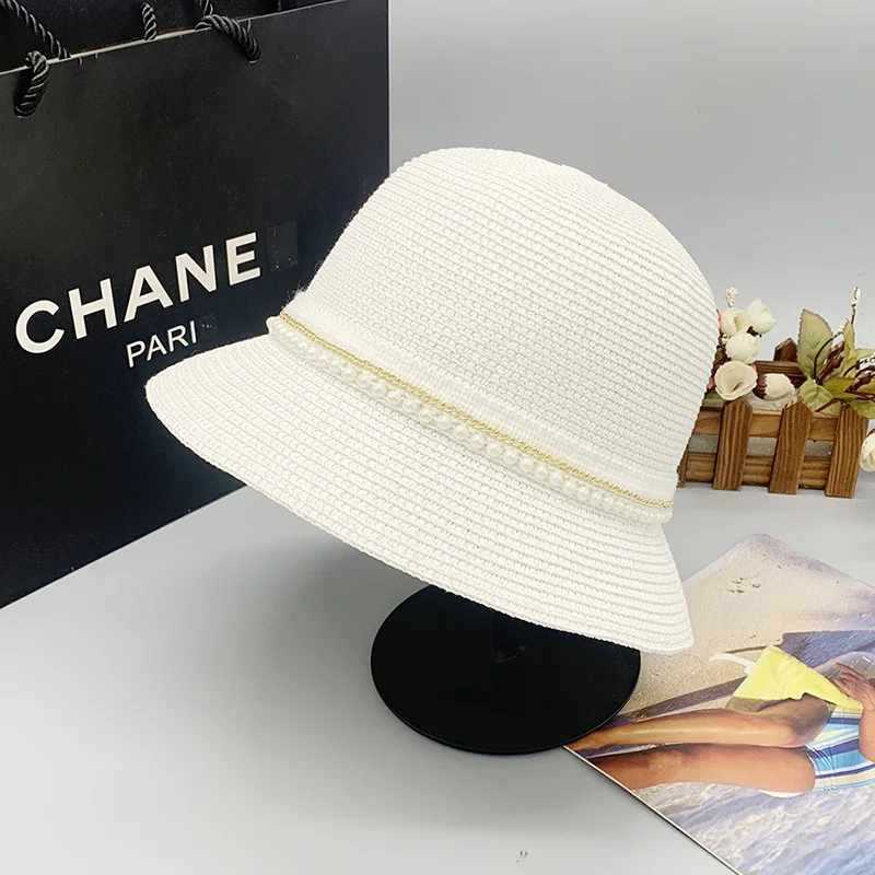 Round-top Fisherman Hat For Women, Spring And Summer, Wide Brim, Sun Protection, Knitted Straw Hat, Summer Pearl White Small Hat
Round-top Fisherman Hat For Women, Spring And Summer, Wide Brim, Sun Protection, Knitted Straw Hat, Summer Pearl White Small Hat