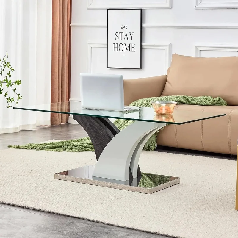 Rectangular Glass Top Coffee Table with MDF Base, 47.24" Height, Centerpiece for Living Room
Rectangular Glass Top Coffee Table with MDF Base, 47.24" Height, Centerpiece for Living Room