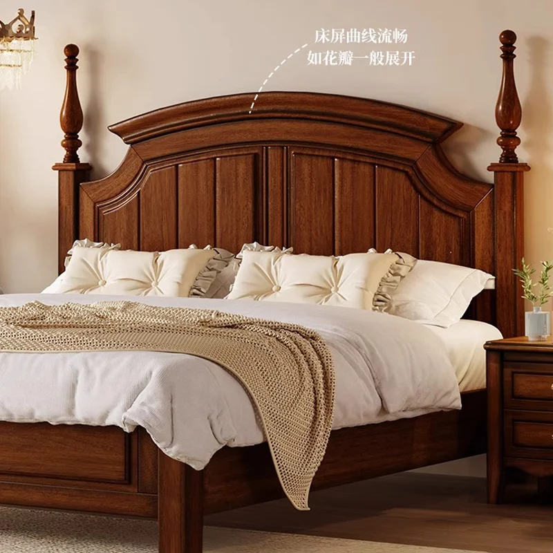 American retro all solid wood bed 1.8 meters double bed master bedroom modern simple wedding bed rental room
American retro all solid wood bed 1.8 meters double bed master bedroom modern simple wedding bed rental room