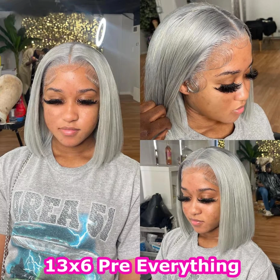 13x6 Sliver Grey Short Bob Human Hair Wigs 613 Gray Bob Wig Transparent Lace Frontal Wig Bone Straight Brazilian Remy Hair Wig
13x6 Sliver Grey Short Bob Human Hair Wigs 613 Gray Bob Wig Transparent Lace Frontal Wig Bone Straight Brazilian Remy Hair Wig
