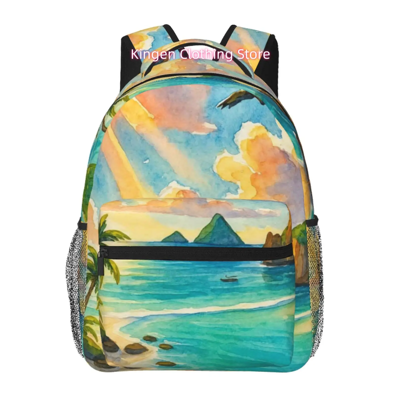 Watercolor Tropical Beach Print Backpack - High Quality Oxford Cloth Suitable for Short Trips, Travel & Daily Commute, Adjustabl
Watercolor Tropical Beach Print Backpack - High Quality Oxford Cloth Suitable for Short Trips, Travel & Daily Commute, Adjustabl