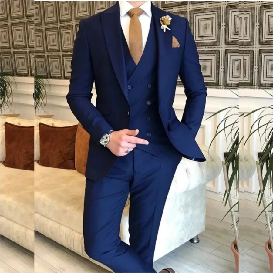 Luxury Men's Suits Blue Slim Fit Terno Formal Dinner Outfits Single Breasted Wedding Prom Party Dress 3 Piece Jacket+Pants+Vest
Luxury Men's Suits Blue Slim Fit Terno Formal Dinner Outfits Single Breasted Wedding Prom Party Dress 3 Piece Jacket+Pants+Vest