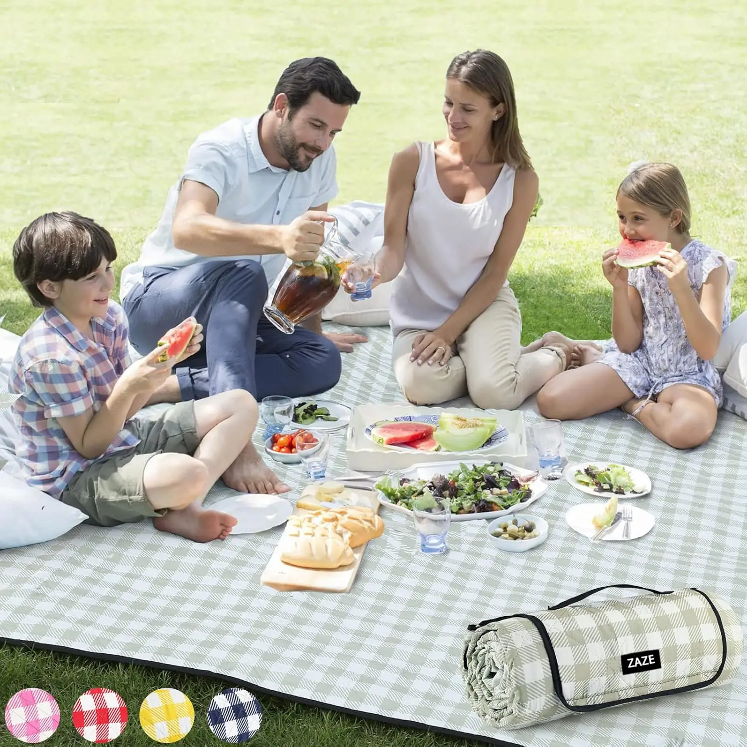 80x80 Waterproof Picnic Blanket for 4-8 Adults, Beach Camping Mat, Easy Clean, Lightweight, Green White
80x80 Waterproof Picnic Blanket for 4-8 Adults, Beach Camping Mat, Easy Clean, Lightweight, Green White
