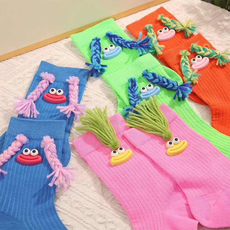 Dopamine Socks for Women with Braids & Sausage Lips Design, Korean Style Ugly Doll Mismatch Color Long Crew Cute Trendy Socks
Dopamine Socks for Women with Braids & Sausage Lips Design, Korean Style Ugly Doll Mismatch Color Long Crew Cute Trendy Socks