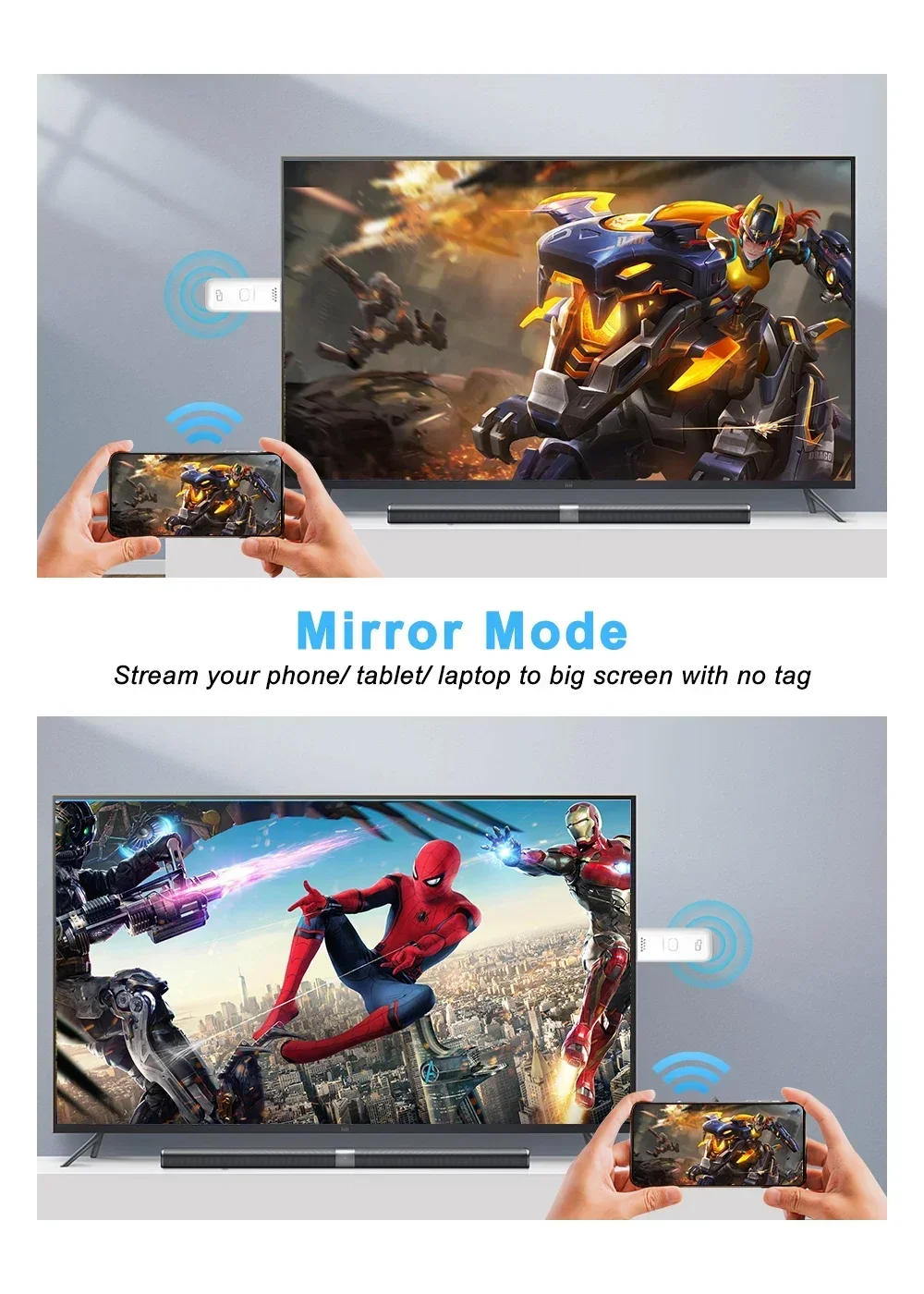 Wireless HDMI Transmitter and Receiver Adapter - 5G Wifi, Airplay Miracasting Dongle for Extended Mirror Cast Range
Wireless HDMI Transmitter and Receiver Adapter - 5G Wifi, Airplay Miracasting Dongle for Extended Mirror Cast Range