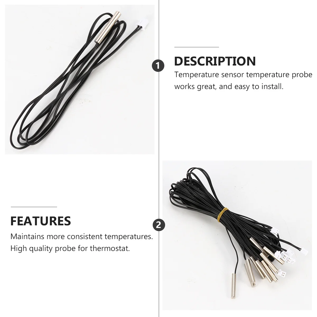 10pcs Waterproof Temperature Sensor 10K Probe For Temperature Controller Thermistor Grill Monitoring Instrument