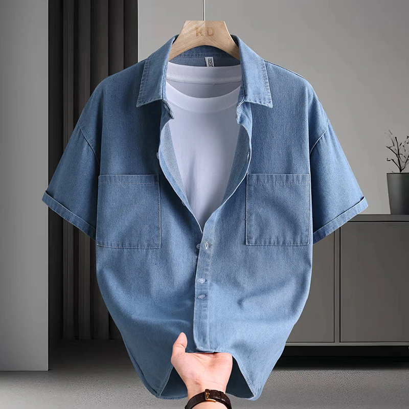 Men's Loose Fit Denim Shirt Short Sleeve Summer Casual Washed Jean Cotton Blouse Oversized Street Style Top Double Chest Pocket
Men's Loose Fit Denim Shirt Short Sleeve Summer Casual Washed Jean Cotton Blouse Oversized Street Style Top Double Chest Pocket
